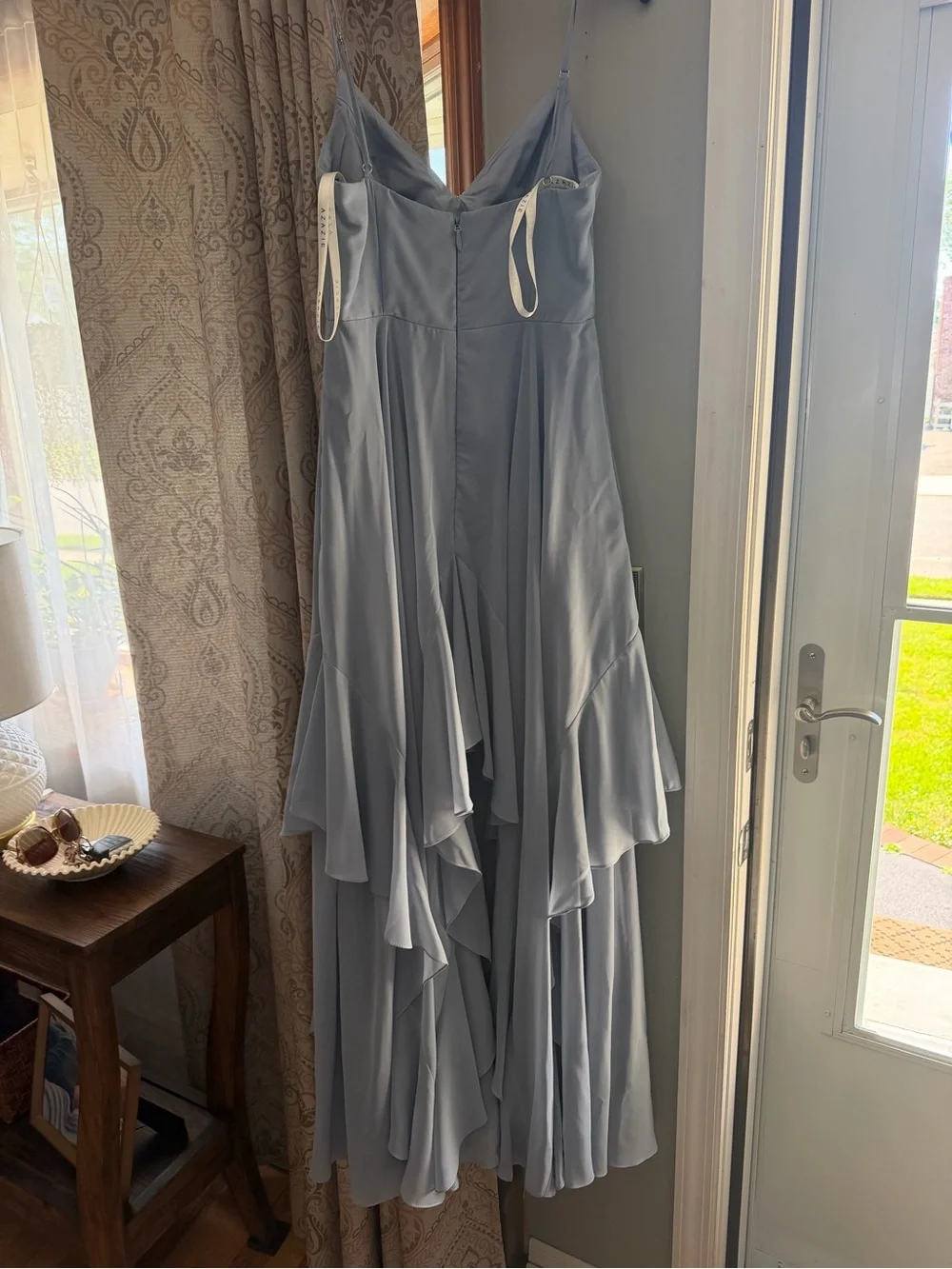 Azazie Zania Elegant Dusty Blue Spaghetti-Strap Evening Dress